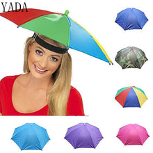 Load image into Gallery viewer, YADA Outdoor Umbrella Hat Novelty Foldable Sun Day Rainy Day Hands Free Rainbow Folding & Waterproof Multicolor Hat Cap YS0018