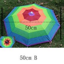 Load image into Gallery viewer, YADA Outdoor Umbrella Hat Novelty Foldable Sun Day Rainy Day Hands Free Rainbow Folding & Waterproof Multicolor Hat Cap YS0018