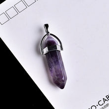 Load image into Gallery viewer, 1PC natural crystal amethyst rose quartz crystal point pendant quartz mineral jewelry couple decoration holiday gift jewelry