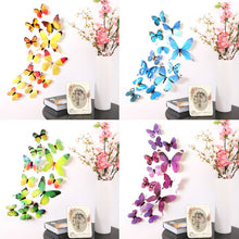 Load image into Gallery viewer, 12Pcs Butterflies Wall Sticker Decals Stickers on the wall New Year Home Decorations 3D Butterfly PVC Wallpaper for living room