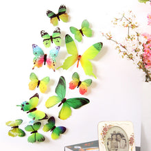 Load image into Gallery viewer, 12Pcs Butterflies Wall Sticker Decals Stickers on the wall New Year Home Decorations 3D Butterfly PVC Wallpaper for living room