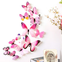 Load image into Gallery viewer, 12Pcs Butterflies Wall Sticker Decals Stickers on the wall New Year Home Decorations 3D Butterfly PVC Wallpaper for living room