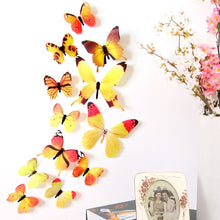 Load image into Gallery viewer, 12Pcs Butterflies Wall Sticker Decals Stickers on the wall New Year Home Decorations 3D Butterfly PVC Wallpaper for living room