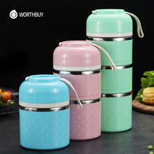 Load image into Gallery viewer, WORTHBUY Drop Shipping Japanese Kids Lunch Box Portable Stainless Steel Bento Box Leak-Proof Food Container Kitchen Lunchbox