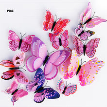 Load image into Gallery viewer, New style 12Pcs Double layer 3D Butterfly Wall Sticker on the wall Home Decor Butterflies for decoration Magnet Fridge stickers

