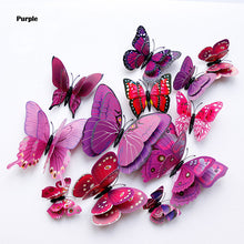Load image into Gallery viewer, New style 12Pcs Double layer 3D Butterfly Wall Sticker on the wall Home Decor Butterflies for decoration Magnet Fridge stickers
