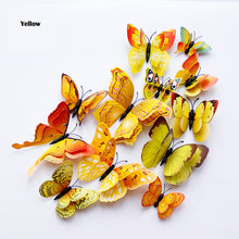 Load image into Gallery viewer, New style 12Pcs Double layer 3D Butterfly Wall Sticker on the wall Home Decor Butterflies for decoration Magnet Fridge stickers
