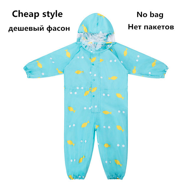 1-10 Years Old Children Raincoat kids Boys Girls Waterproof Jumpsuit Hooded One-Piece Cartoon Dinosaur Baby Rainwear And Pants