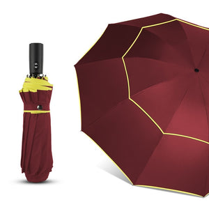 120CM Fully-Automatic Double Big Umbrella Rain Women 3Folding Wind Resistant Large Umbrella Men Travel Business Car Umbrellas