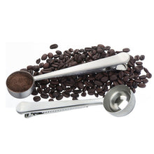 Load image into Gallery viewer, Two-in-one Stainless Steel Coffee Spoon With Bag Clip Sealing Tea Measuring Coffee Scoop Clip Multifunctional Food Kitchen Tools
