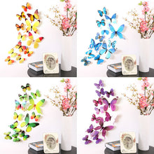 Load image into Gallery viewer, 12Pcs Butterflies Wall Sticker Decals Stickers on the wall New Year Home Decorations 3D Butterfly PVC Wallpaper for living room
