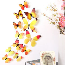 Load image into Gallery viewer, 12Pcs Butterflies Wall Sticker Decals Stickers on the wall New Year Home Decorations 3D Butterfly PVC Wallpaper for living room
