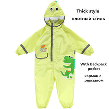 Load image into Gallery viewer, 1-10 Years Old Children Raincoat kids Boys Girls Waterproof Jumpsuit Hooded One-Piece Cartoon Dinosaur Baby Rainwear And Pants
