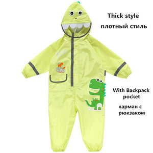 1-10 Years Old Children Raincoat kids Boys Girls Waterproof Jumpsuit Hooded One-Piece Cartoon Dinosaur Baby Rainwear And Pants