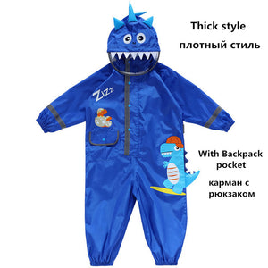 1-10 Years Old Children Raincoat kids Boys Girls Waterproof Jumpsuit Hooded One-Piece Cartoon Dinosaur Baby Rainwear And Pants