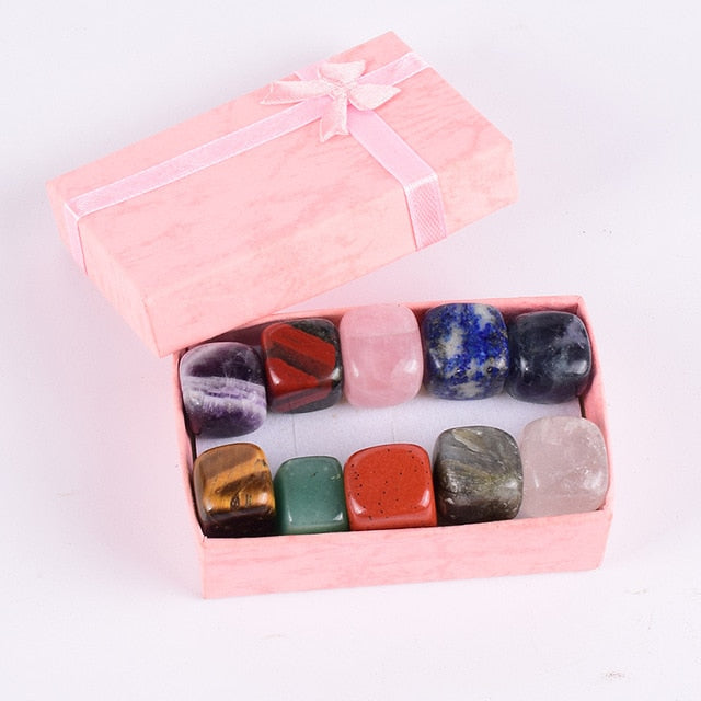 10 PCS/Box Natural Stone Tumbled Gemstone Irregular Polishing Rock And Quartz Jade Amethyst Palm Bead For Chakra Healing Decor