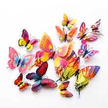 Load image into Gallery viewer, New style 12Pcs Double layer 3D Butterfly Wall Sticker on the wall Home Decor Butterflies for decoration Magnet Fridge stickers
